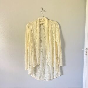 Women's cream lace long sleeve open cardigan size large bohemian fairycore
